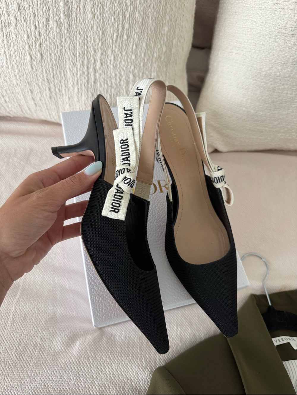 Dior Black and Beige J'Adior Slingback Heels